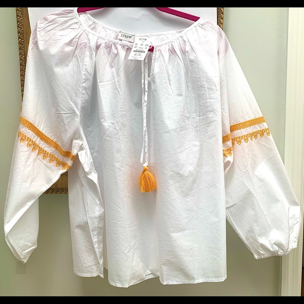 J Crew, new w tags, Boho Peasant Blouse, all cotton, summer trend!